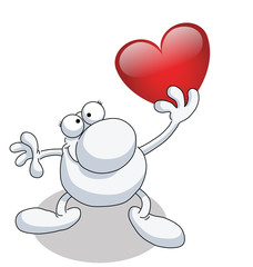 Man holding heart isolated on white background