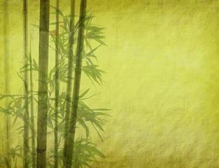 Crédence de cuisine en verre imprimé Bambou bamboo on old grunge antique paper texture .