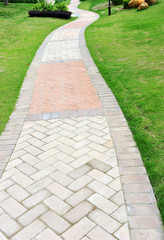 curve brick path in garden