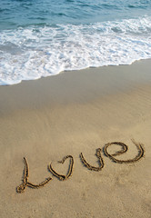 i Love you in the sand