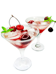 alcohol liqueur cocktail with cherry