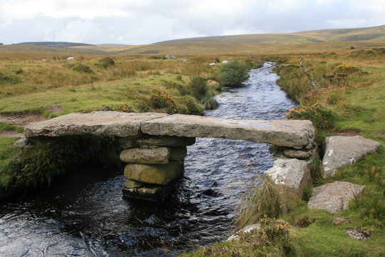 Teign-e-ver Clapper Bridge On Dartmoor