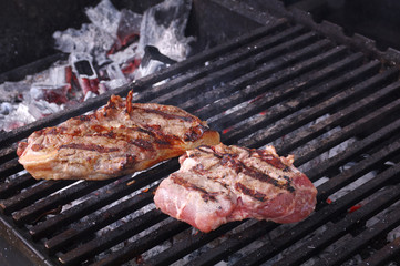 Sirloin steak prepared on the barbecue grill.