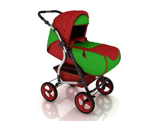 stroller on a white background in 3d