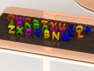 The keyboard with the alphabet