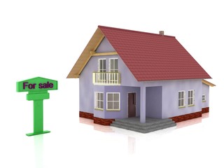 three-dimensional model of a house as a symbol of real estate