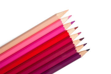 set of colored pencils, purple - pink palette