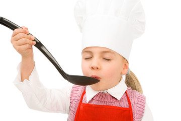 junior cook tasting copyspace on spoon