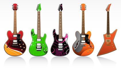 Five beautiful electric guitars