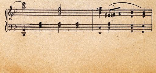 music notes on old paper sheet, to use for the background