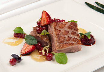 duck breast with seasonal berries