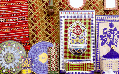 arab mosaic deco tiles and fabric decoration
