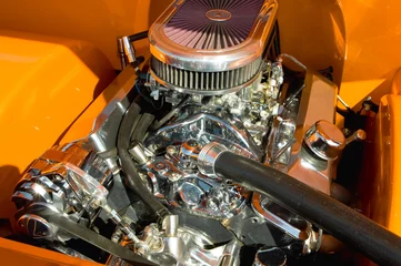Zelfklevend Fotobehang powerful vehicle engine with lots of chromed parts © Steve Mann