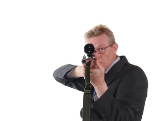 Assassin aiming his gun