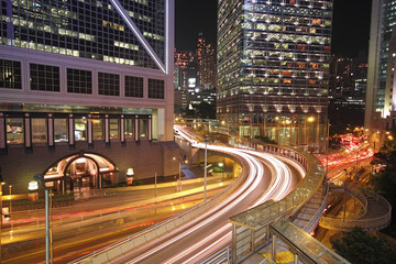 Fototapeta na wymiar Busy night traffic in Hong Kong