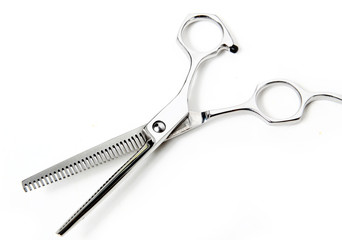 Professional Haircutting Scissors. Studio isolation on white.