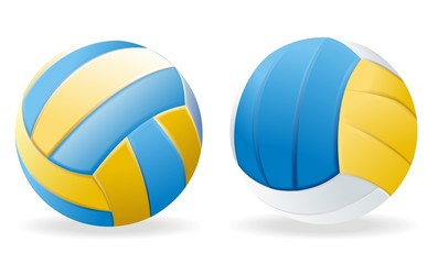 blue and yellow volleyballs