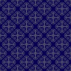 Gold On Prussian Blue Damask Seamless Pattern