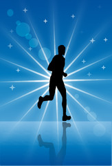 Corredor con reflejo en fondo abstracto