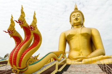 Obraz premium giant golden buddha and dragon
