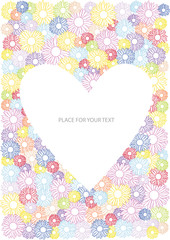 color illustration of flowers with heart and place for text