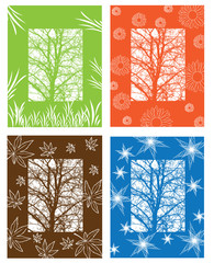 illustration with four seasons symbols