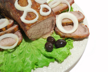 Close up fillet of beef and onion