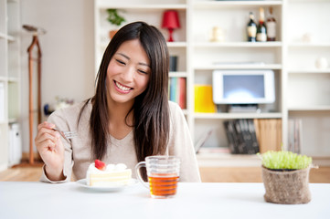 beautiful asian woman relaxing in the room