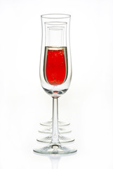 four glasses with champagne isolated on white