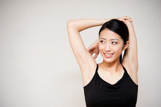 beautiful asian woman exercising
