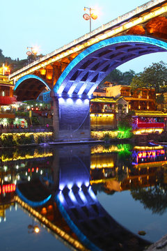 Fenghuang ancient town in Hunan Province at night