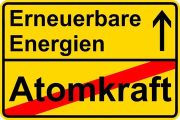 Obraz premium ortsschild03-erneuerbare_energien_atomkraft