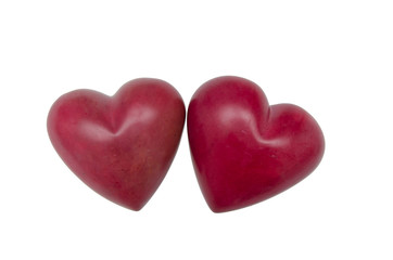 Fototapeta premium two big red heart stones
