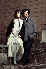 Retro styled fashion portrait of a young couple.