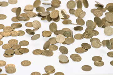 Coins fall on the table