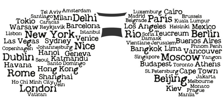 sunglasses design with cities' names
