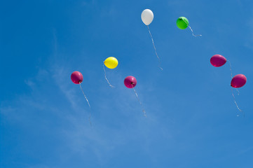 balloons on the blue sky