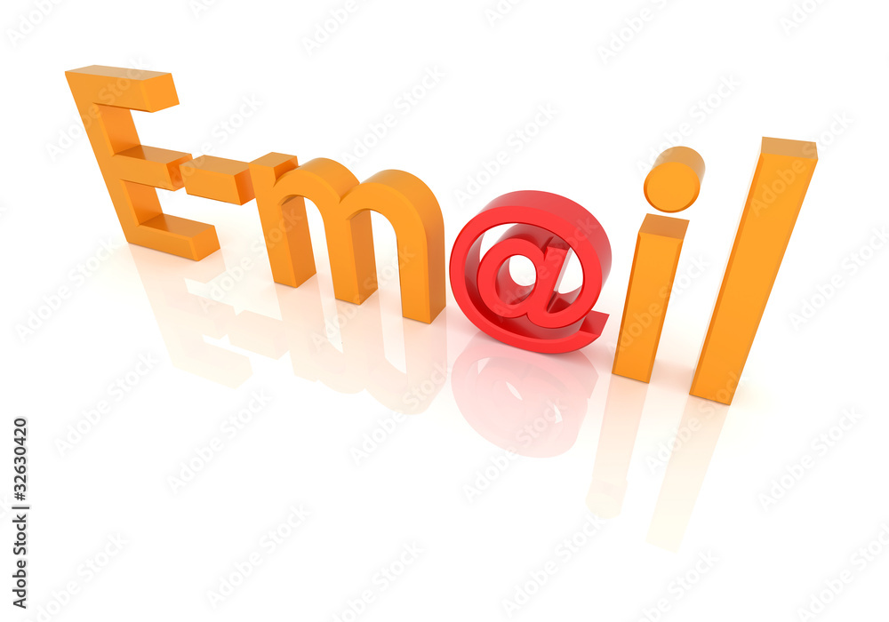 Poster 3d rendering of e-mail sign.