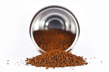 coffee spilled from the can