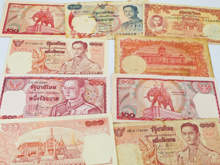 Obraz premium Old Thai Banknotes Collection