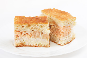 Pie with salmon