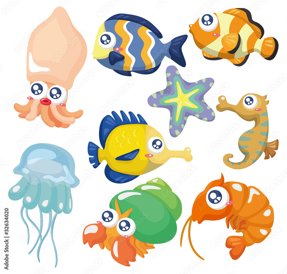 Wall mural cartoon fish collection ,icon set