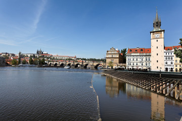 Fototapeta na wymiar Prague, Charles Bridge and Prague Castle Hradcany