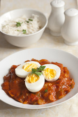 Keralan egg curry in a bowl
