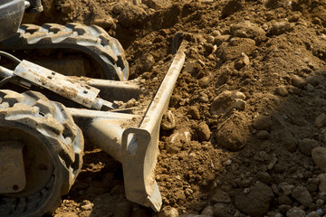 details of a construction site with a bulldozer