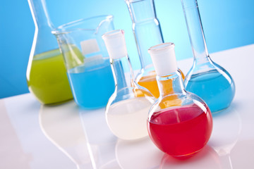 Flasks in lab