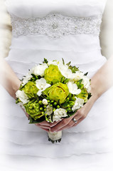 Green and white wedding bouquet