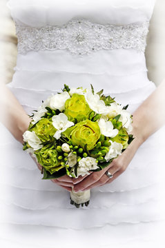 Green and white wedding bouquet
