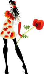 Woman dress with poppies