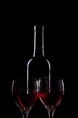 red wine - bottle and glasses